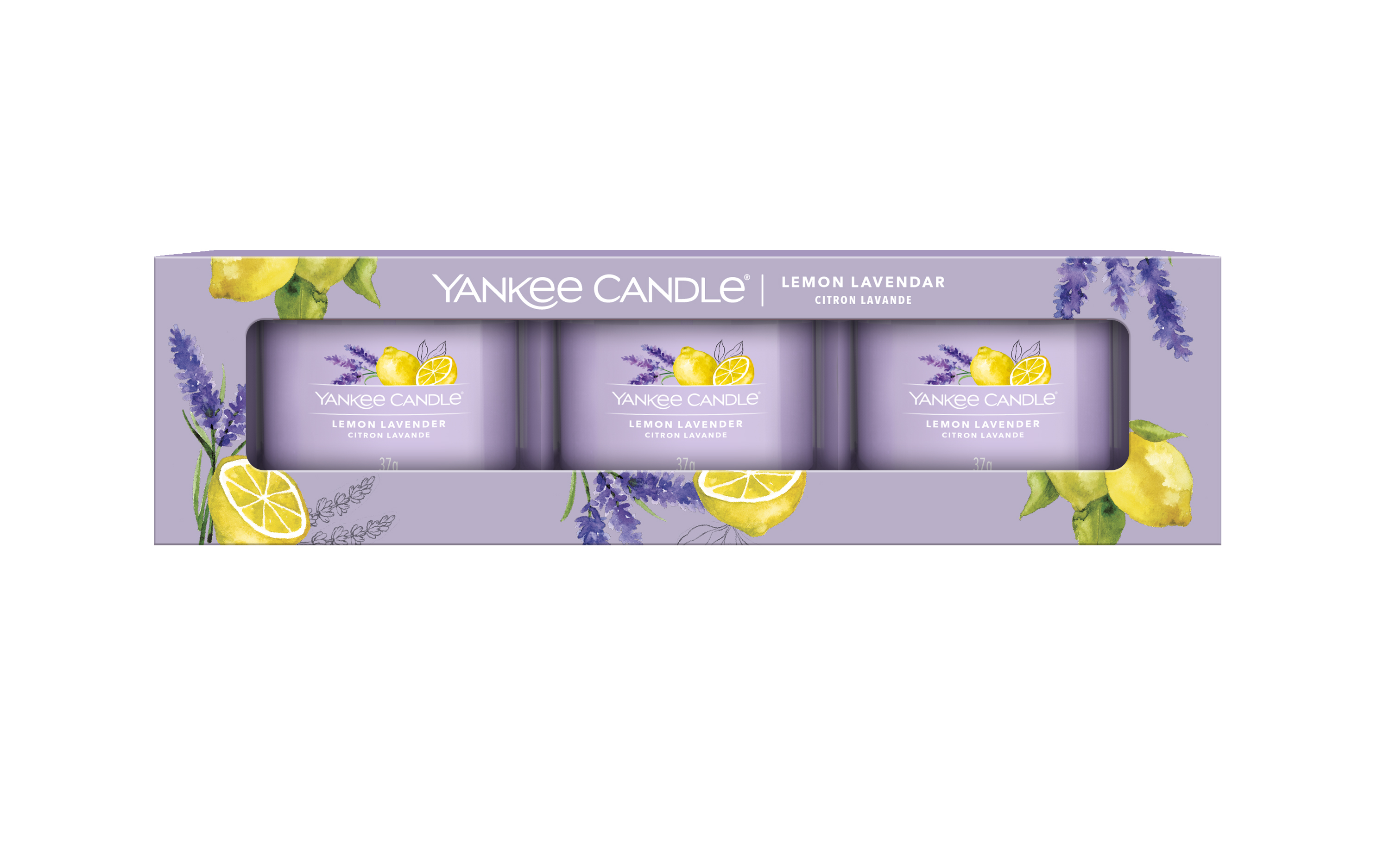 Lemon Lavender Candele votive in vetro 